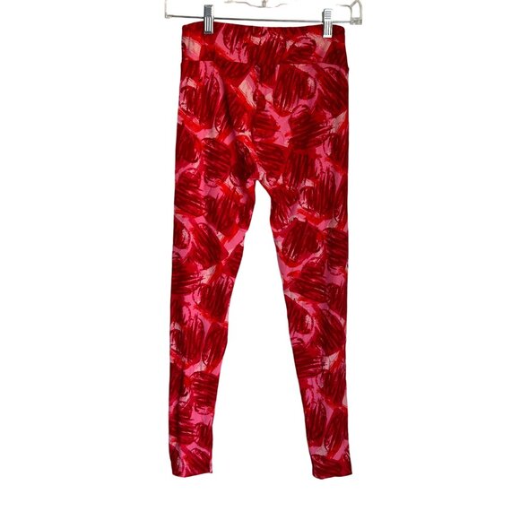 LuLaRoe Womens Red & Pink Abstract Pattern Leggings - Picture 3 of 9